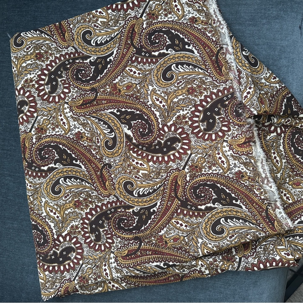 Vintage paisley knit brown and cream fabric